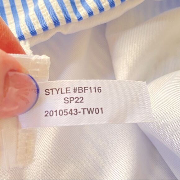 J Crew Blue White Seersucker Hipster Bikini Bottom Sz M NWT - Picture 12 of 16